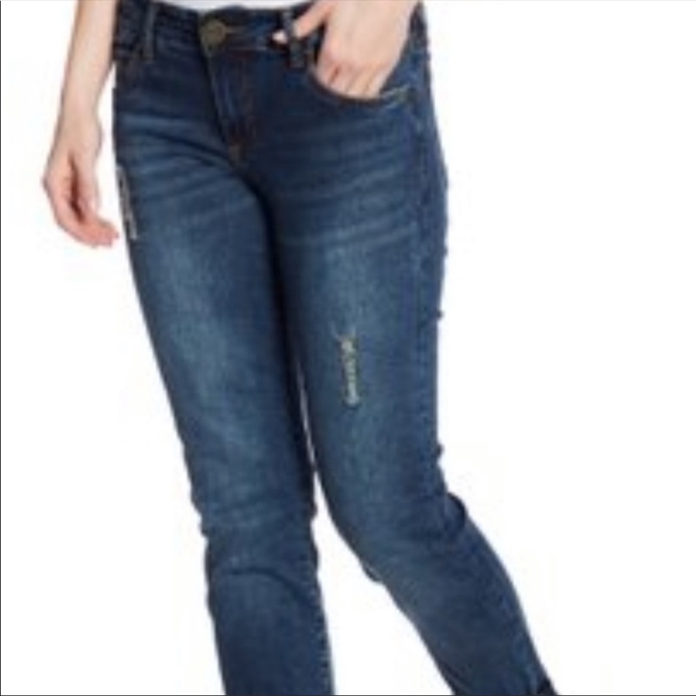 Kut from the Kloth dark wash frayed jeans